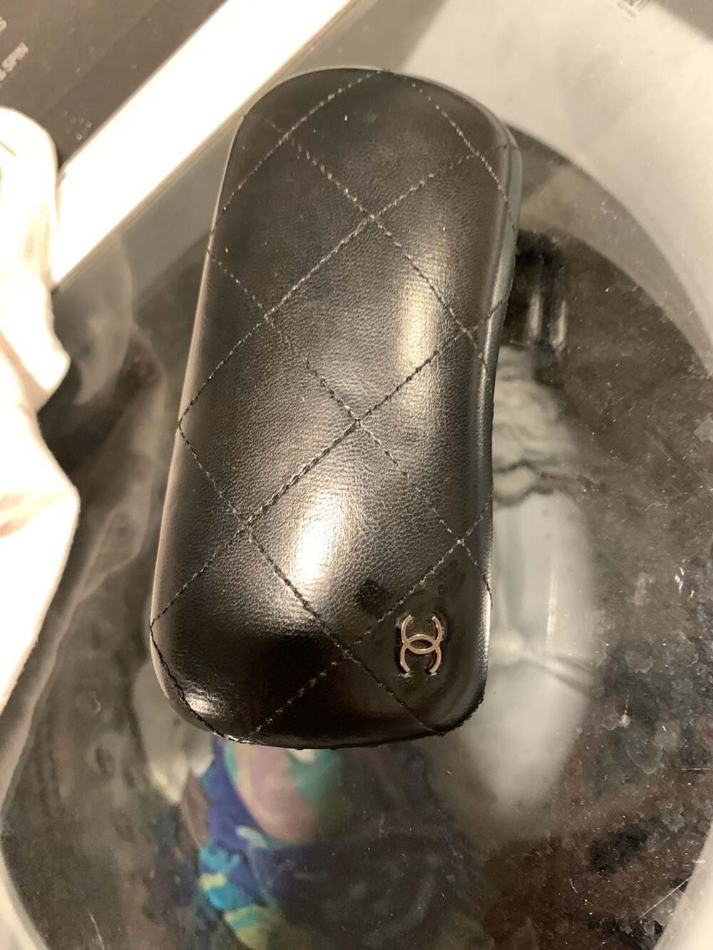 Chanel Quilted Eyeglasses Sunglasses Hard Case Black CC Logo